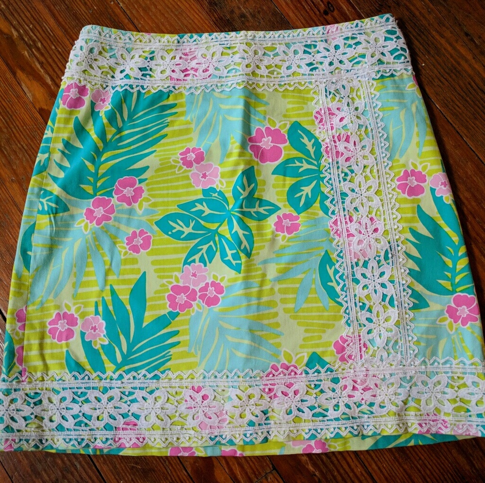 Lilly Pulitzer Tropical Lace Trim Skirt - 8